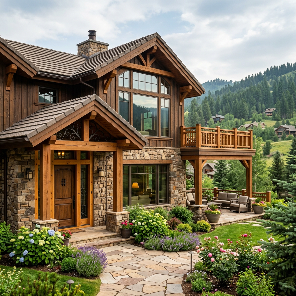 Stone and timber house concept